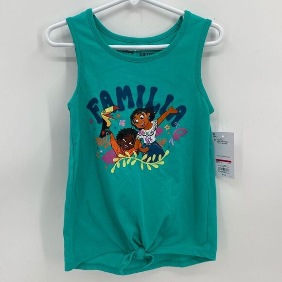 Disney Jumping Beans Encanto Familia Teal Tank Top Girls 6 New Tie Front - Picture 1 of 6